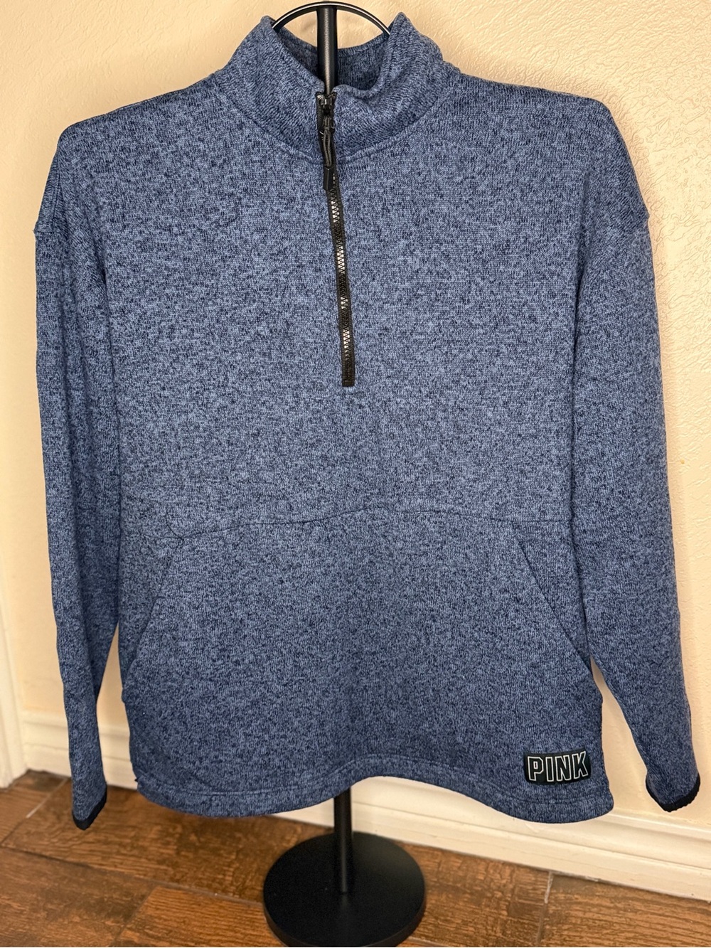PINK Victoria's Secret Women’s Heathered Navy Half-Zip Pullover